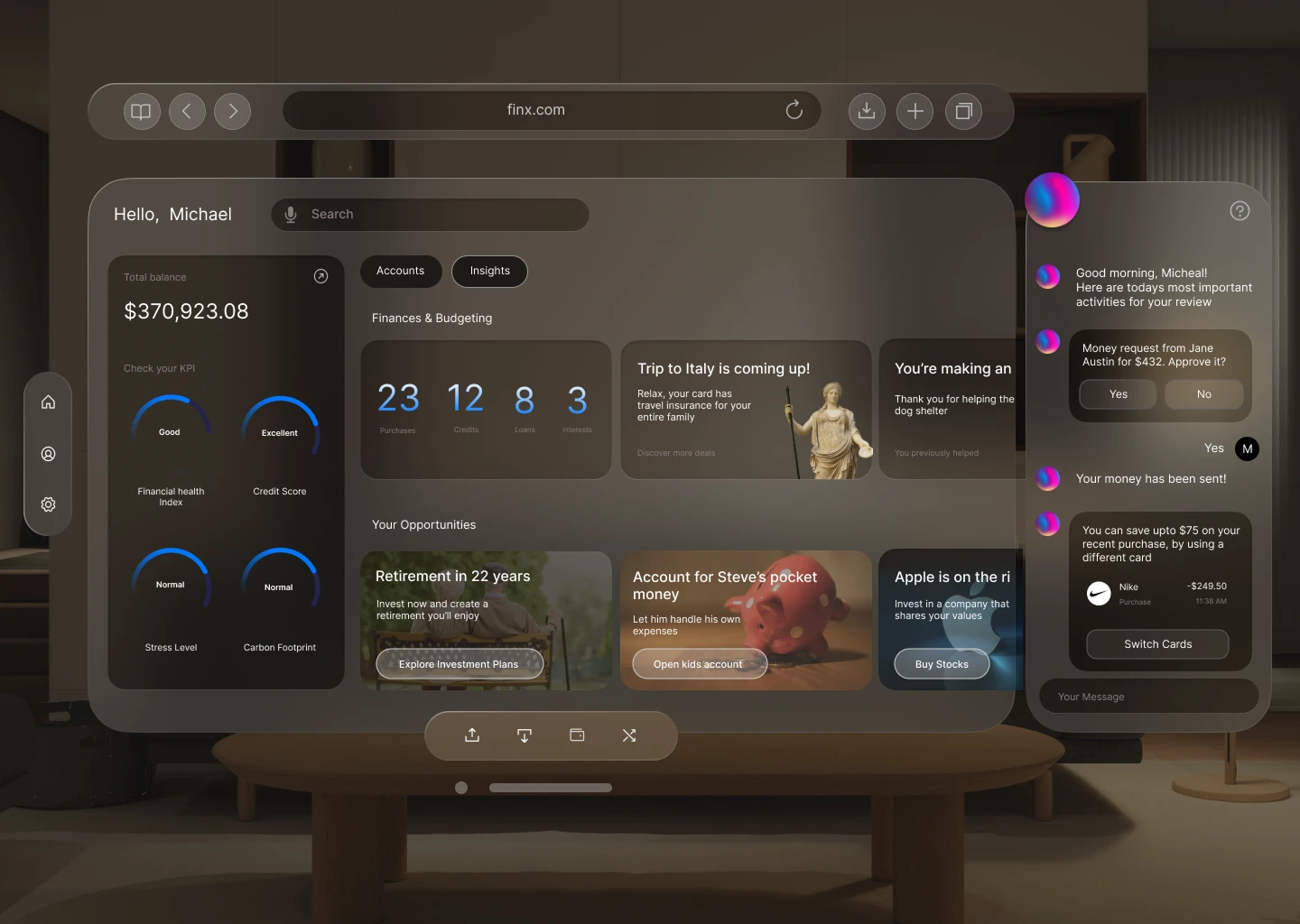 Orbit spatial banking home dashboard